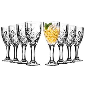 Royalty Art Wine Glasses Goblet Glassware Set of 8, 10oz, Tumbler Glasses, Decorative Chalice Kinsley Design for Beer, Liquor, Wine, Water, and Beverages, Party and Event Serving…