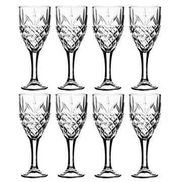 Royalty Art Wine Glasses Goblet Glassware Set of 8, 10oz, Tumbler Glasses, Decorative Chalice Kinsley Design for Beer, Liquor, Wine, Water, and Beverages, Party and Event Serving…