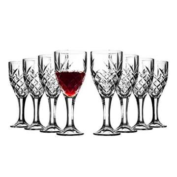 Royalty Art Wine Glasses Goblet Glassware Set of 8, 10oz, Tumbler Glasses, Decorative Chalice Kinsley Design for Beer, Liquor, Wine, Water, and Beverages, Party and Event Serving…