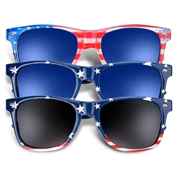 Memorial Day Decorations,4th of July Decorations Accessories/Fourth of July Patriotic,3PCS American Flag Sunglasses