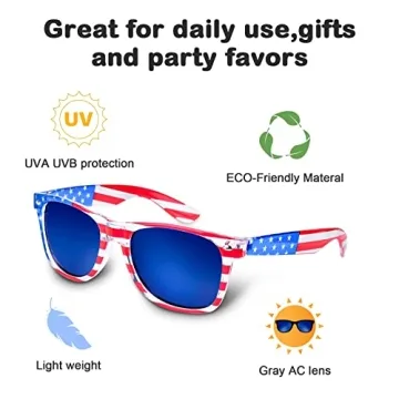 Memorial Day Decorations,4th of July Decorations Accessories/Fourth of July Patriotic,3PCS American Flag Sunglasses