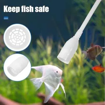 AQUANEAT Aquarium Vacuum Siphon, Hand Pump Fish Tank Water Changer, with Fish Net Algae Scraper 5 in 1 Cleaning Set