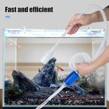 AQUANEAT Aquarium Vacuum Siphon, Hand Pump Fish Tank Water Changer, with Fish Net Algae Scraper 5 in 1 Cleaning Set