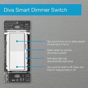 Lutron Diva Smart Dimmer Switch for Alexa Control