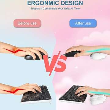 Keyboard Cloud Wrist Rest 4 PCS, Memory Foam Keyboard Palm Rest, Ergonomic Keyboard Pad Wrist Suppor...