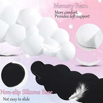 Keyboard Cloud Wrist Rest 4 PCS, Memory Foam Keyboard Palm Rest, Ergonomic Keyboard Pad Wrist Support for Pain Relief, Mouse Pad Rest Support for Office/Computer/Laptop/Gaming/Mac