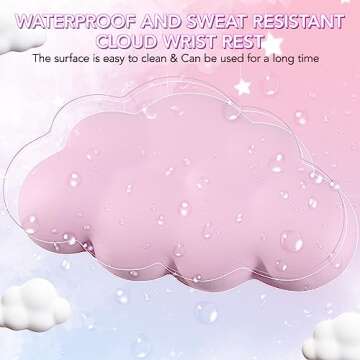 Keyboard Cloud Wrist Rest 4 PCS, Memory Foam Keyboard Palm Rest, Ergonomic Keyboard Pad Wrist Support for Pain Relief, Mouse Pad Rest Support for Office/Computer/Laptop/Gaming/Mac