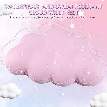 Keyboard Cloud Wrist Rest 4 PCS, Memory Foam Keyboard Palm Rest, Ergonomic Keyboard Pad Wrist Support for Pain Relief, Mouse Pad Rest Support for Office/Computer/Laptop/Gaming/Mac