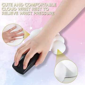 Keyboard Cloud Wrist Rest 4 PCS, Memory Foam Keyboard Palm Rest, Ergonomic Keyboard Pad Wrist Support for Pain Relief, Mouse Pad Rest Support for Office/Computer/Laptop/Gaming/Mac