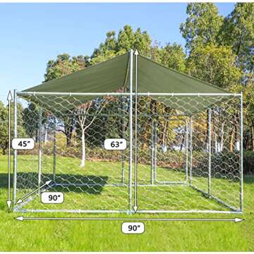 LEISU Heavy Duty Outdoor Dog Cage Pet Playpen Wire Kennel House with Water-Resistant Cover for Back ...