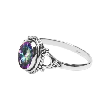 Elegant Mystic Topaz Sterling Silver Ring for Women