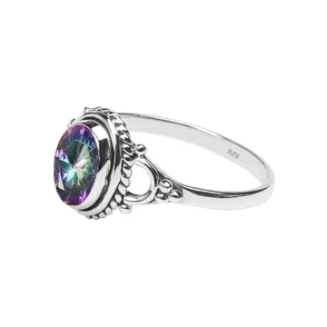 Elegant Mystic Topaz Sterling Silver Ring for Women