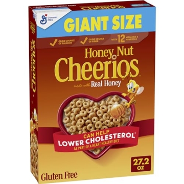 Honey Nut Cheerios Heart Healthy Breakfast Cereal, Gluten Free Cereal With Whole Grain Oats, Giant S...
