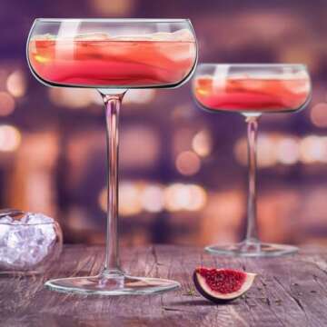 PARACITY 8 oz Martini Glasses Set of 2, Coupe Glasses,240ml Hand Blown Premium Glasses, Perfect for Cocktails, Martinis, Margaritas, Parties, Catering Boxes and Gifts