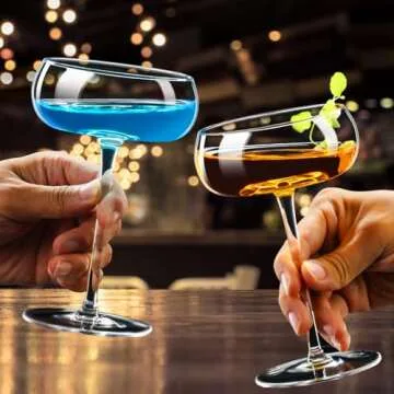 PARACITY 8 oz Martini Glasses Set of 2, Coupe Glasses,240ml Hand Blown Premium Glasses, Perfect for Cocktails, Martinis, Margaritas, Parties, Catering Boxes and Gifts