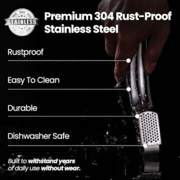 No Peeling Required Garlic Press Stainless Steel with Detachable Handle for Fine Mincing - Premium G...