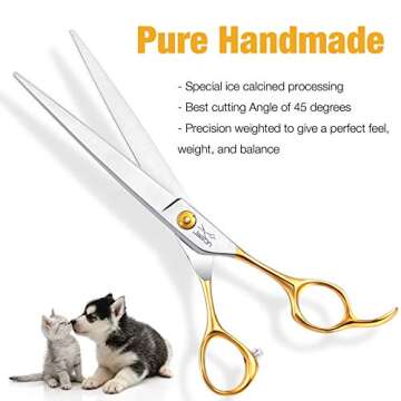 JASON 7.5" Dog Grooming Scissors Cats Trimming Shears Professional Pets Scissor Kit for Right Handed...