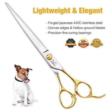 JASON 7.5" Dog Grooming Scissors Cats Trimming Shears Professional Pets Scissor Kit for Right Handed Groomers Gold Sharp Shear