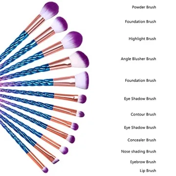 Premium 12-Piece Makeup Brushes Set with Sponge and Cleaner