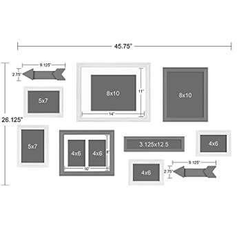 Kate and Laurel Bordeaux Expressions Wall Decor Collection, Set of 10, Industrial Farmhouse Finishes, Assorted Size Frames and Decorative Wall Accents