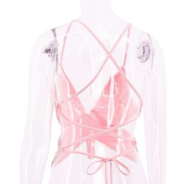 Monanoat Women’s Sexy Butterfly Shape Sequin Crop Top Bandage Lace up Tank Top Belly Dance Top Costume Outfits