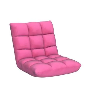 BestComfort Floor Chair with Back Support, Floor Gaming Chairs w/ 14 Adjustable Position, Padded Sleeper Bed, Couch Recliner, Folding Floor Seating for Living Room, Sofa Chair for Adults (Pink)