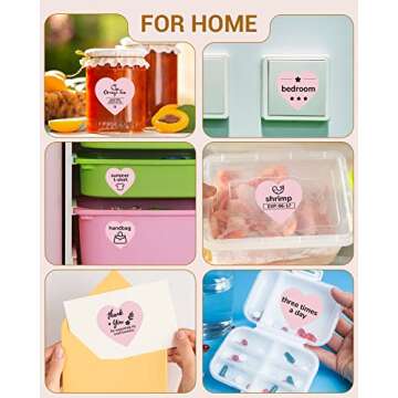 Phomemo 3" Pink Thermal Labels for Shipping Label Printer - Cute Labels for Small Business Supplies - 500 Pink Labels/Roll, Cute Pink Heart Stickers Roll for Custom Stickers Personalized & Business