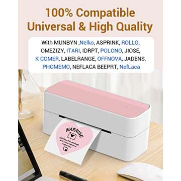 Phomemo 3" Pink Thermal Labels for Shipping Label Printer - Cute Labels for Small Business Supplies - 500 Pink Labels/Roll, Cute Pink Heart Stickers Roll for Custom Stickers Personalized & Business