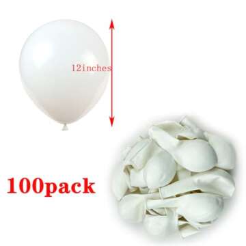 White Balloons,100 pcs 12 Inch Latex Balloons,for Wedding Birthday Party Baby Shower Christmas Party Decorations