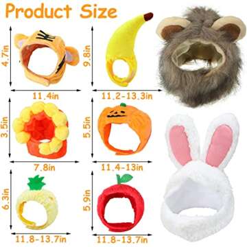 11 Pcs Pet Hats Cat Dog Costume Hat Bunny Ears Banana Sunflower Fruit Pineapple Pumpkin Hats Cat Lion Mane Panda Costume Cat Party Accessories Headwear for Small Puppy Dog Cats Kitten