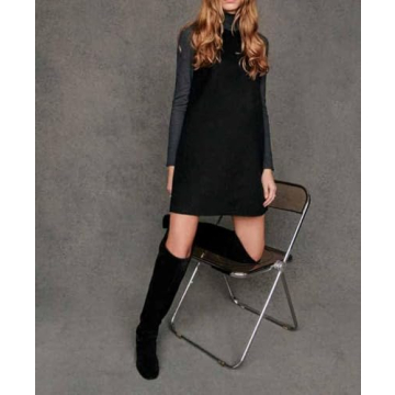 YEXPINE Women's Tank Dress Crew Neck Sleeveless A-Line Pullover Dress Fall Winter Tunic Dress Black