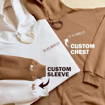 LJUNbin Custom Embroidered Hoodie for Couples, Customized Couple Sweatshirts, Personalized Gifts for Boyfriend Girlfriend Christmas, Husband Wife Birthday Gifts Yellow