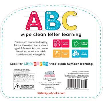 Write & Wipe ABC - Children's Novelty Learning Board Book - Wipe Clean - Alphabet - Educational