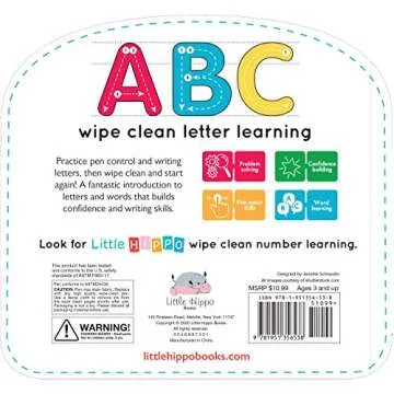 Write & Wipe ABC - Children's Novelty Learning Board Book - Wipe Clean - Alphabet - Educational