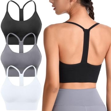 Evercute Racerback Sports Bras Padded Y Racer Back Cropped Bras for Yoga Workout Fitness Low Impact