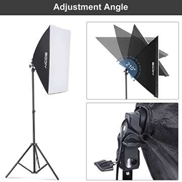 Softbox Lighting Kit, YICOE Photography Lighting Kit 2x19.7"x27.5" Continuous Lighting System with 5700K E27 LED Bulb and Remote for Portrait Product Portrait Video Fashion Photography