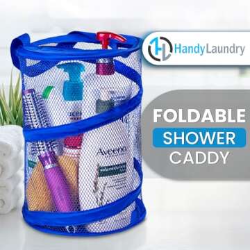 Handy Laundry Foldable Shower Caddy - Collapsible, Portable, Drainage Hole, Carry Handle, Large Comp...
