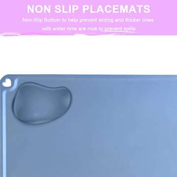 Silicone Placemats for Kids Baby Toddler, Non-Slip Portable Placemats for Dining Table, Heat Resistant, Washable, 3 Pack Baby Food Eating Placemats Blue&Grey&Brown
