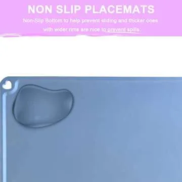 Silicone Placemats for Kids Baby Toddler, Non-Slip Portable Placemats for Dining Table, Heat Resistant, Washable, 3 Pack Baby Food Eating Placemats Blue&Grey&Brown