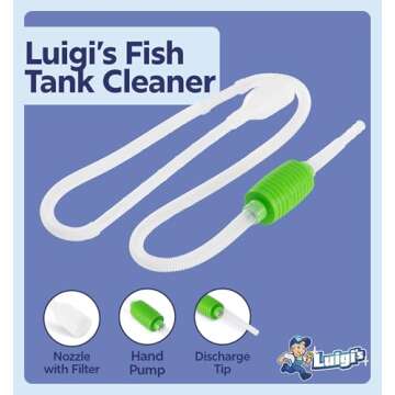 Luigi's Fish Tank Cleaner - Gravel Pump Vacuum for Aquarium - Hand Siphon Hose to Remove and Change Water or Sand in Minutes - Fish Aquarium Accessories, Supplies & Cleaning Tools