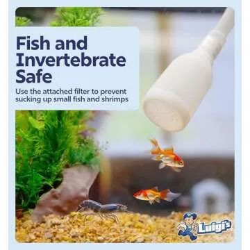 Luigi's Fish Tank Cleaner - Gravel Pump Vacuum for Aquarium - Hand Siphon Hose to Remove and Change Water or Sand in Minutes - Fish Aquarium Accessories, Supplies & Cleaning Tools