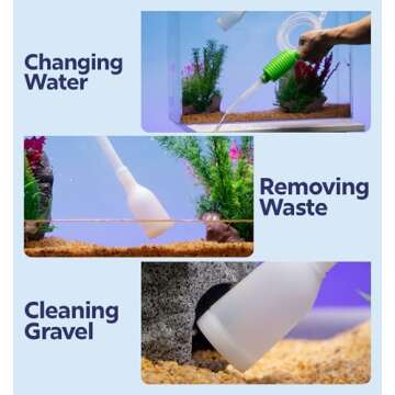 Luigi's Fish Tank Cleaner - Gravel Pump Vacuum for Aquarium - Hand Siphon Hose to Remove and Change Water or Sand in Minutes - Fish Aquarium Accessories, Supplies & Cleaning Tools