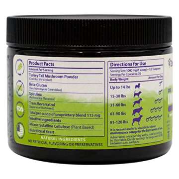 ZENAPET Allergy Immune Support Supplement for Dogs, Superfood 100% Human-Grade with Turkey Tail Mush...