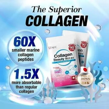 AFC Japan Collagen Beauty MCP-EX with Marine Collagen Peptide, 1.5X Better Absorption Than Other Collagen, for Anti-Aging, Skin, Hair, Nails, Bone and Joints, for Women & Men, 90 Days Supply