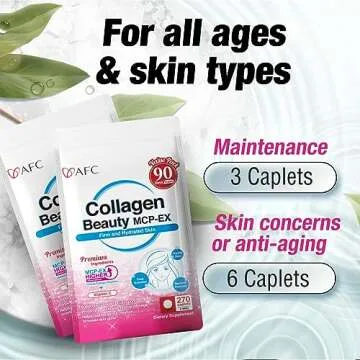 AFC Japan Collagen Beauty MCP-EX with Marine Collagen Peptide, 1.5X Better Absorption Than Other Collagen, for Anti-Aging, Skin, Hair, Nails, Bone and Joints, for Women & Men, 90 Days Supply