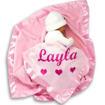 Personalized Baby Blanket for Girls - Soft Pink