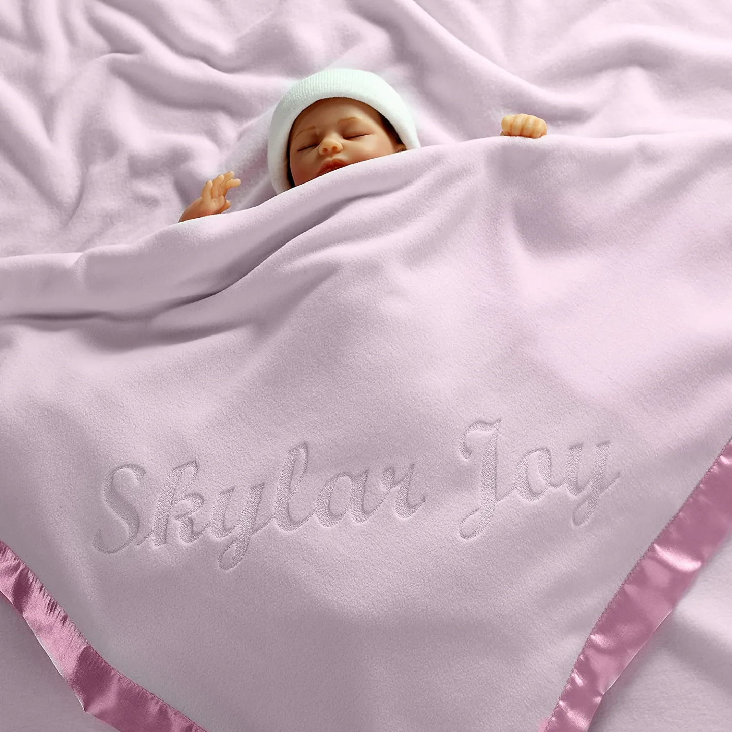 Personalized Baby Blanket for Girls - Soft Pink