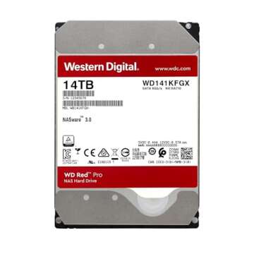 Western Digital 14TB WD Red Pro NAS Internal Hard Drive HDD - 7200 RPM, SATA 6 Gb/s, CMR, 512 MB Cac...