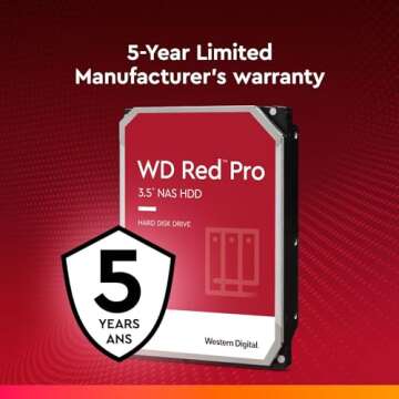 Western Digital 14TB WD Red Pro NAS Internal Hard Drive HDD - 7200 RPM, SATA 6 Gb/s, CMR, 512 MB Cache, 3.5" - WD141KFGX