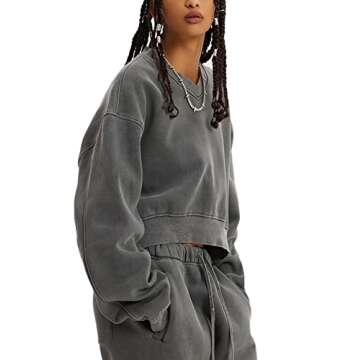 Stylish Acid Wash Hoodie for Women - Vintage Athletic Fashion